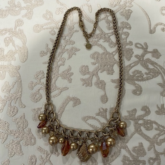 Stunning Givenchy Vintage Faux Pearl & Amber Crystals Necklace—Like New!! - Picture 3 of 10
